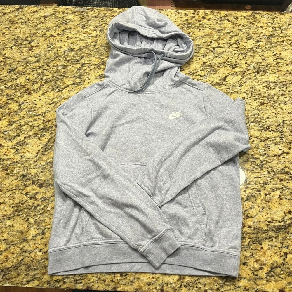 Nike Mens Sportswear Club Fleece Hoodie Heather Blue Grey Pullover Medium